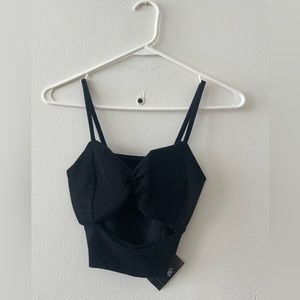 ✨NEW Black Lurex Cut Out Crop Top~
